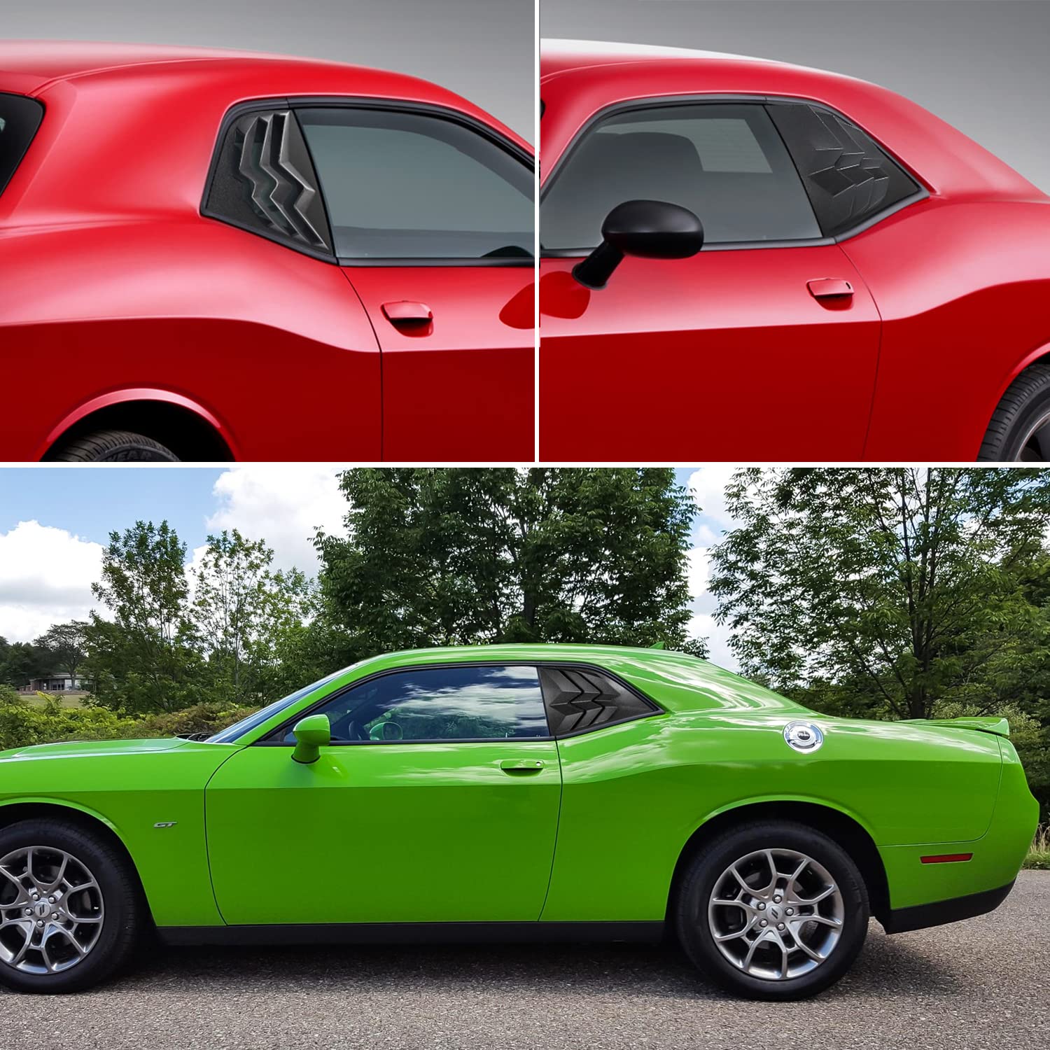 2X Rear Side Window Louvers for Dodge Challenger 2008 2009 2010 2011 2012 2013 2014 2015 2016