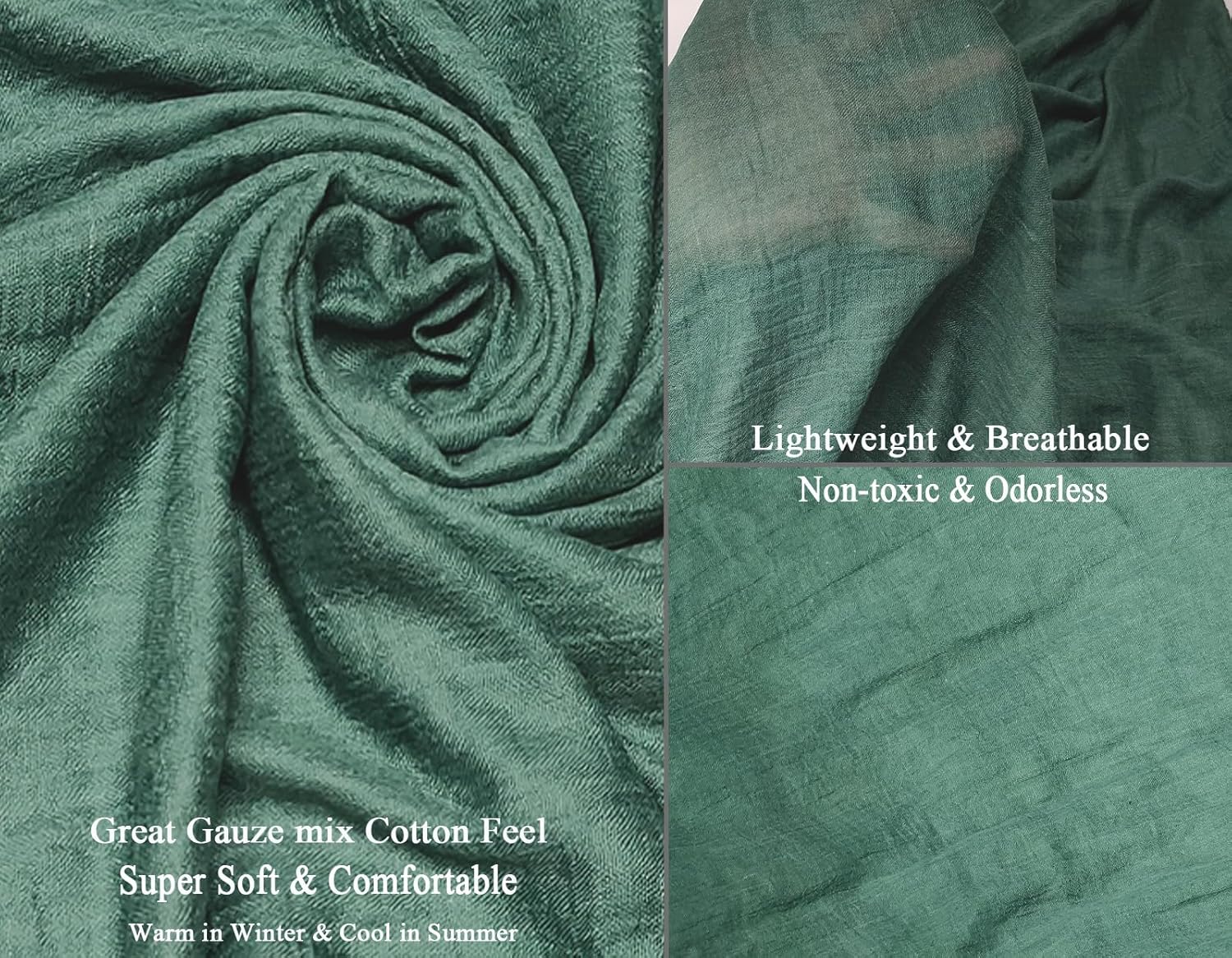 Gragengs Women Summer Scarfs Lightweight Large Long Gauze Shawl Linen Beach Wrap Plain 75”×43” - Image 2