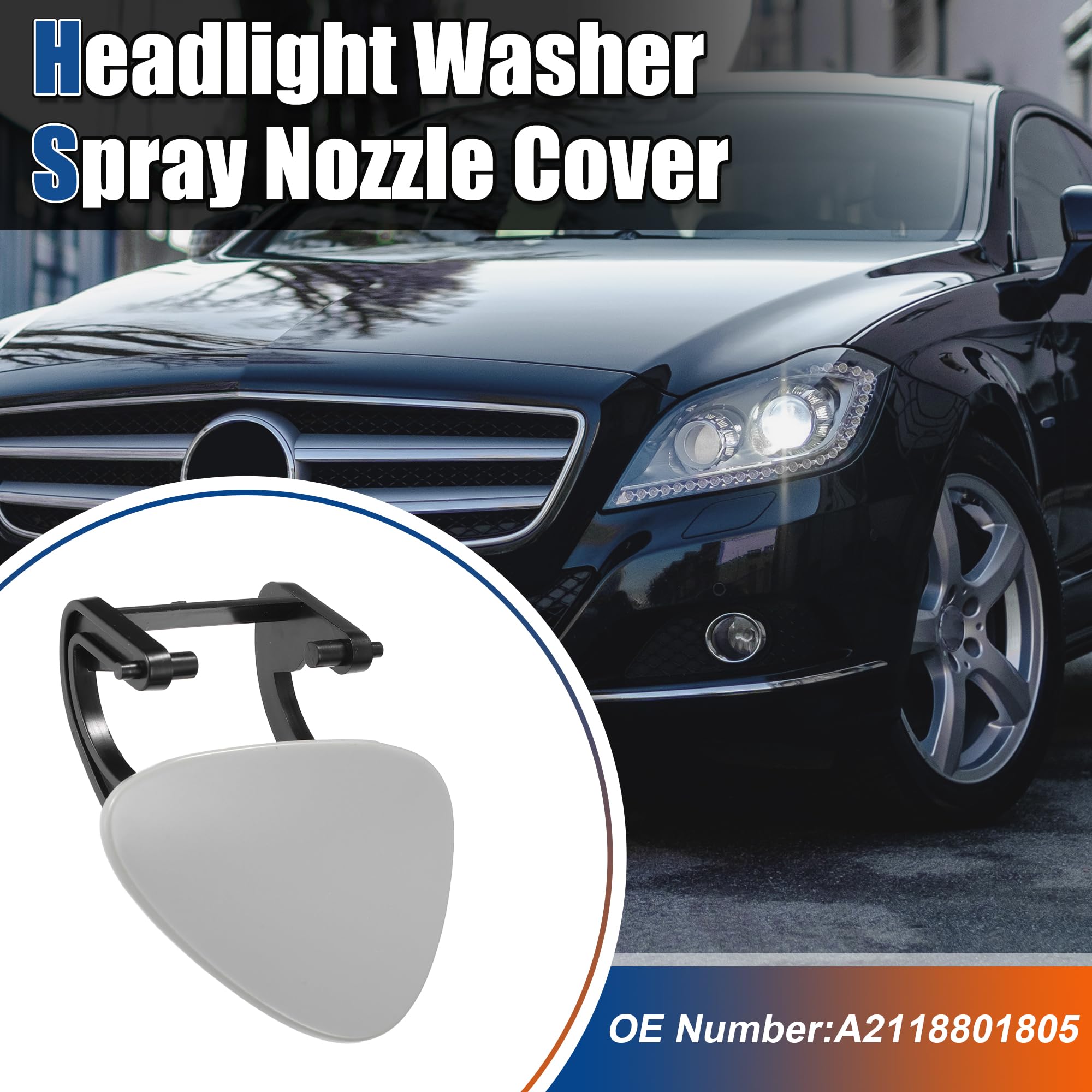 Uxcell 1 Couvercle De Buse De Pulvérisation De Lave-phare Avant Droit Pour Mercedes-Benz E320 E350 E550 E63 AMG 2007-2009 No.A2118801805