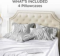 Vista 125 de Bedsure Fundas de almohada de satén, similares a las fundas de almohada de seda tamaño Queen, juego de 2, fundas de almohada para mujeres que