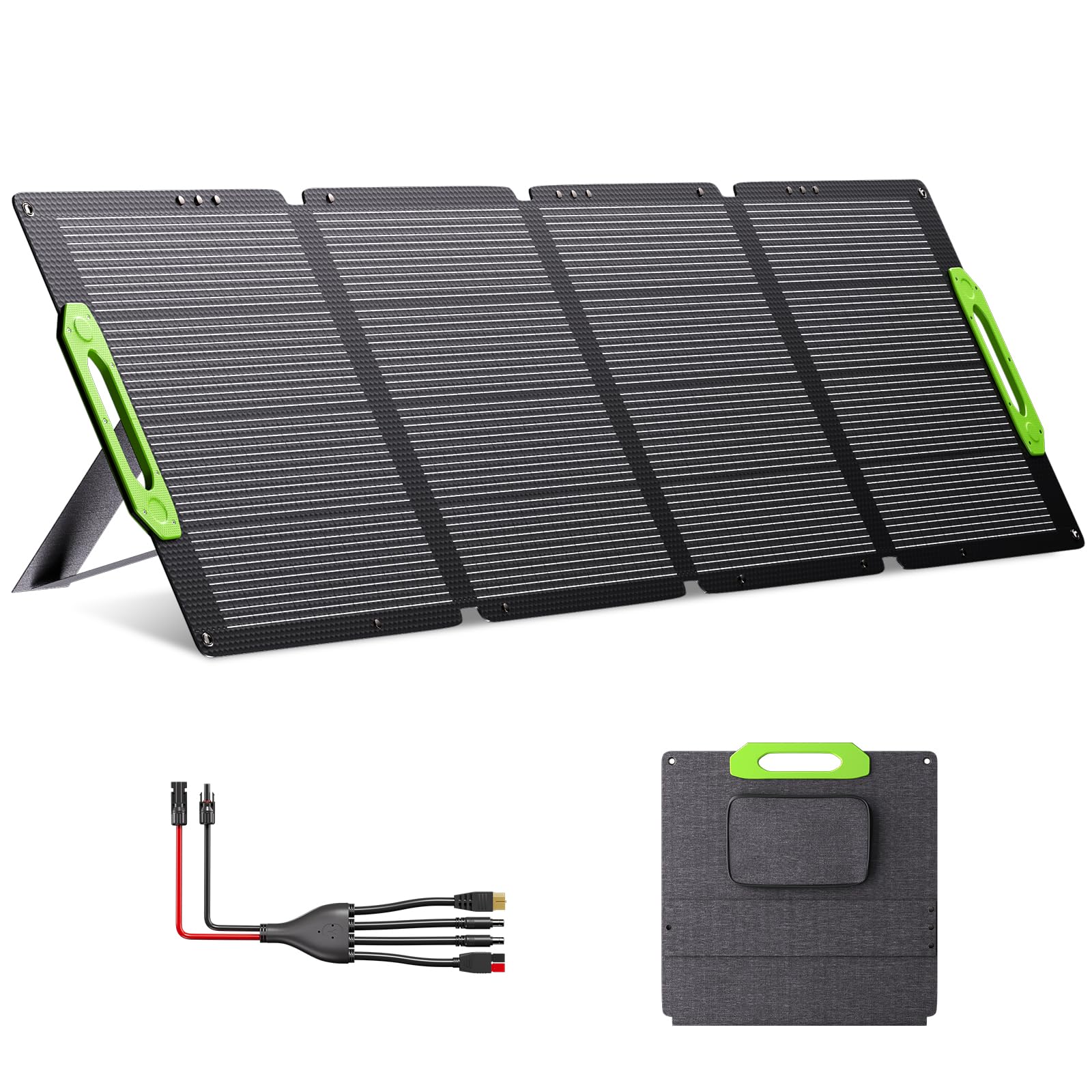 400W Solarpanel Faltbar mit 4-in-1 Kabel (Anderson/XT60/DC5521/DC5525), IP67 Wasserdicht, Verstellbarer Neigungswinkel, Solarpanel Camping für Tragbare Powerstation, Outdoor Garten Wohnwagen