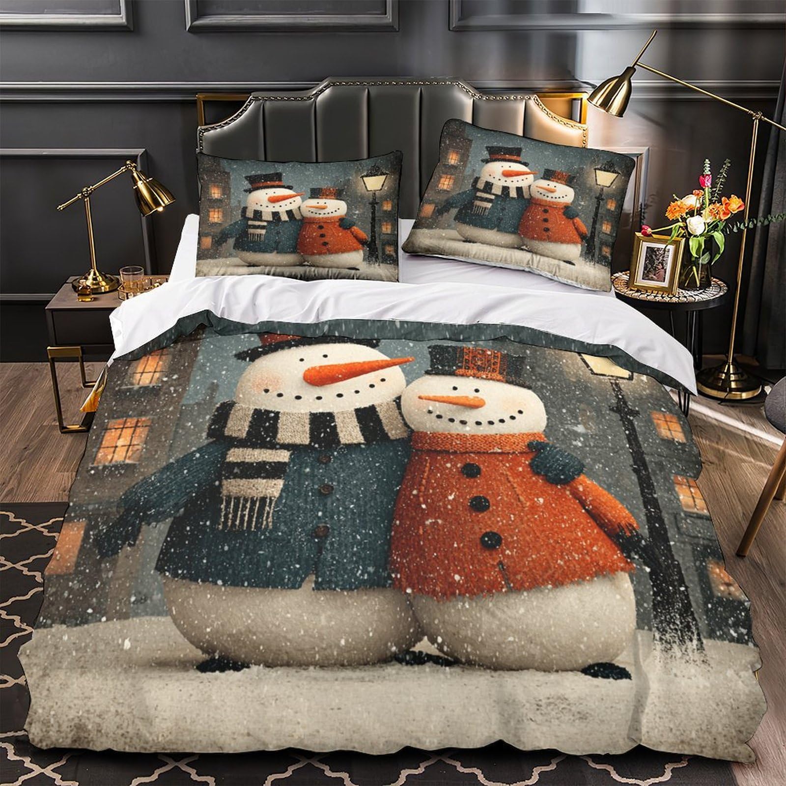 Housse de couette flocons de neige pour chambre ado douillette