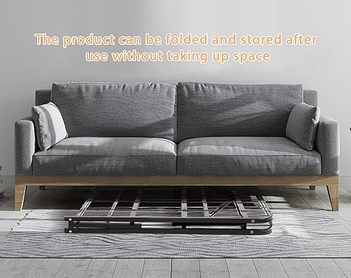 Miniatura 3 de Base de cama plegable de tamaño individual, base de cama de plataforma de metal negro, no necesita somier, base de cama de plataforma de tamaño
