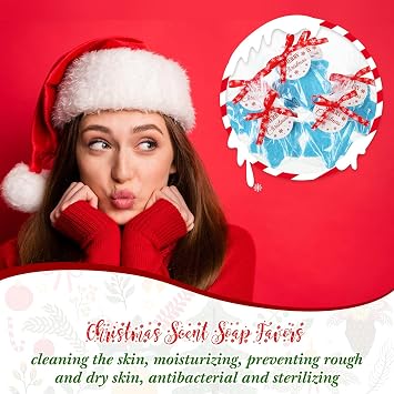 90 Pcs Christmas Soap Bars Christmas Gift Bulk with 30 Holiday Glycerin Snowflake Xmas Tree Santa Clause Gingerbread Men Soap 30 Bag 30 Tag for Guest Coworker Bathroom(Blue,Blue Snowflake)
