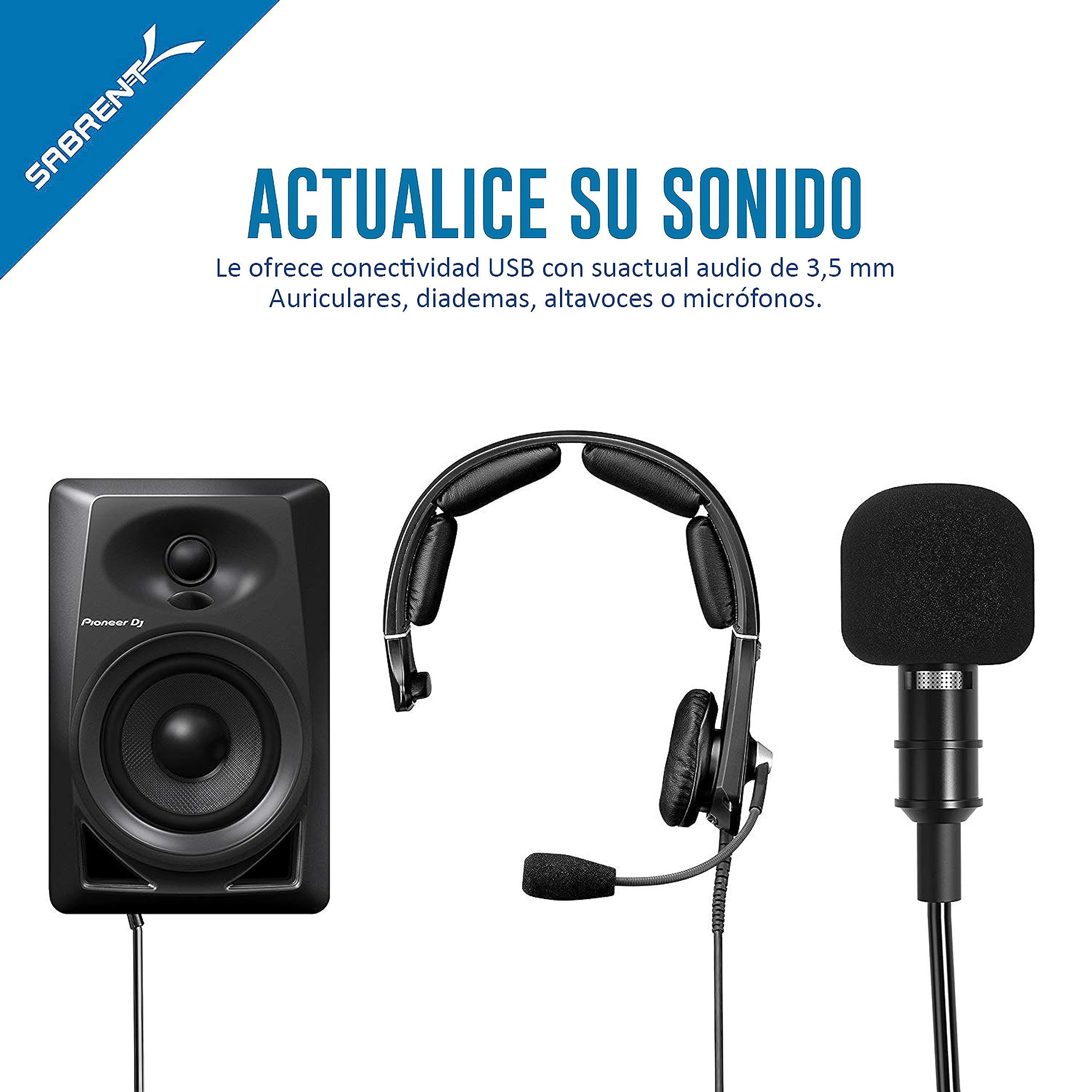 SABRENT | Adaptador USB a Jack de 3,5 mm para Auriculares con Entrada de micrófono | Tarjeta de Sonido Externa USB estéreo 3D | Compatible con PS4, Windows y Mac [AU-MMSA]