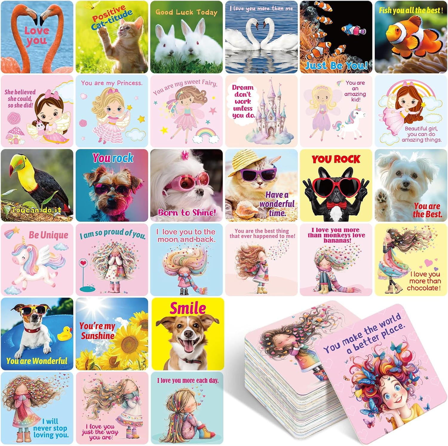 ceiba tree Lunch Box Notes for Kids Girls Lunchbox Notes Accessories School Motivational Inspirational Funny Pun Daily Encouragement Thinking of You Cards 80 Designs 3X3 inch