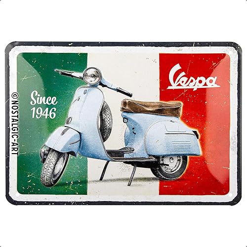 Nostalgic-Art Cartel de hojalata retro, 5.9" x 7.9", Vespa Desde 1946 Idea de regalo para los fanáticos de los scooters, Producto de licencia