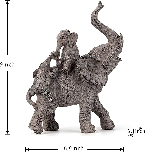 Miniatura 2 de Estatuas de elefante para decoración del hogar, decoración de elefantes para decoración de escritorio, figuras de elefante de madre y bebé con
