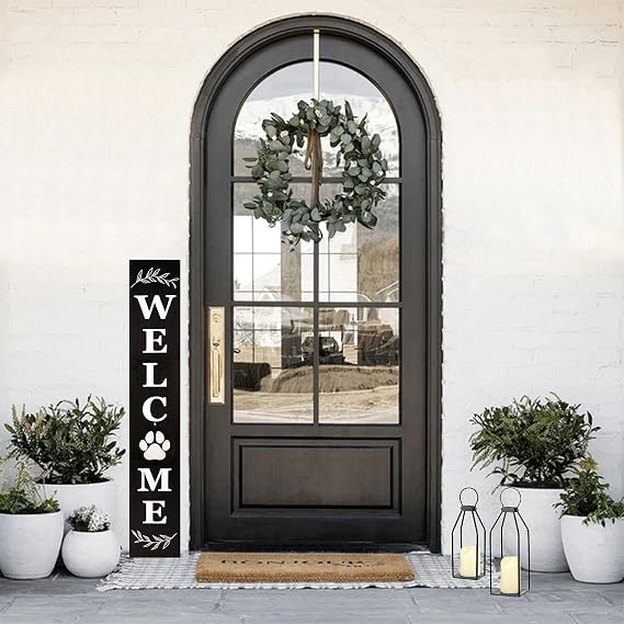 Perfnique Modern Farmhouse Lantern Decor, 15'' 13'' Set of 2 Black Metal Lanterns, 2 LED 6hr Timer Flickering Flameless Candles, Lanterns Decorative for Outdoor Decor, Home, Indoor, Patio (Black) [Energy Class A]