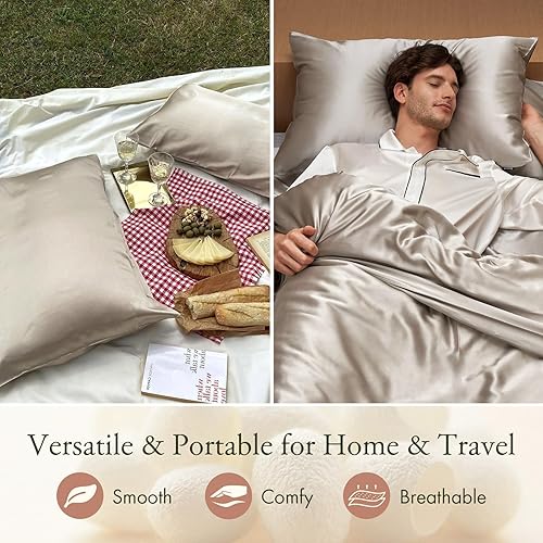 Vista 11 de LILYSILK Funda de almohada 100% de seda, 1 pieza de 0.984 in, funda de almohada pura para cabello y piel, sobre terse de doble cara, seda Charmeuse