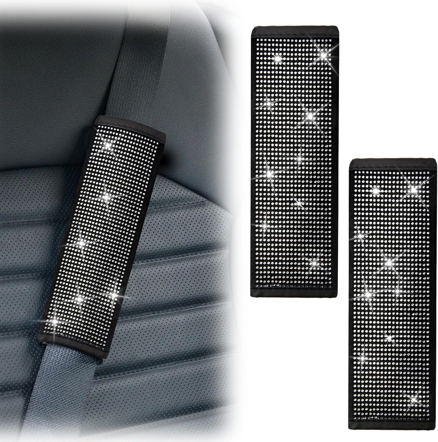 Ecocstm 2 PCS Bling Car Seat Belt Shoulder Pads