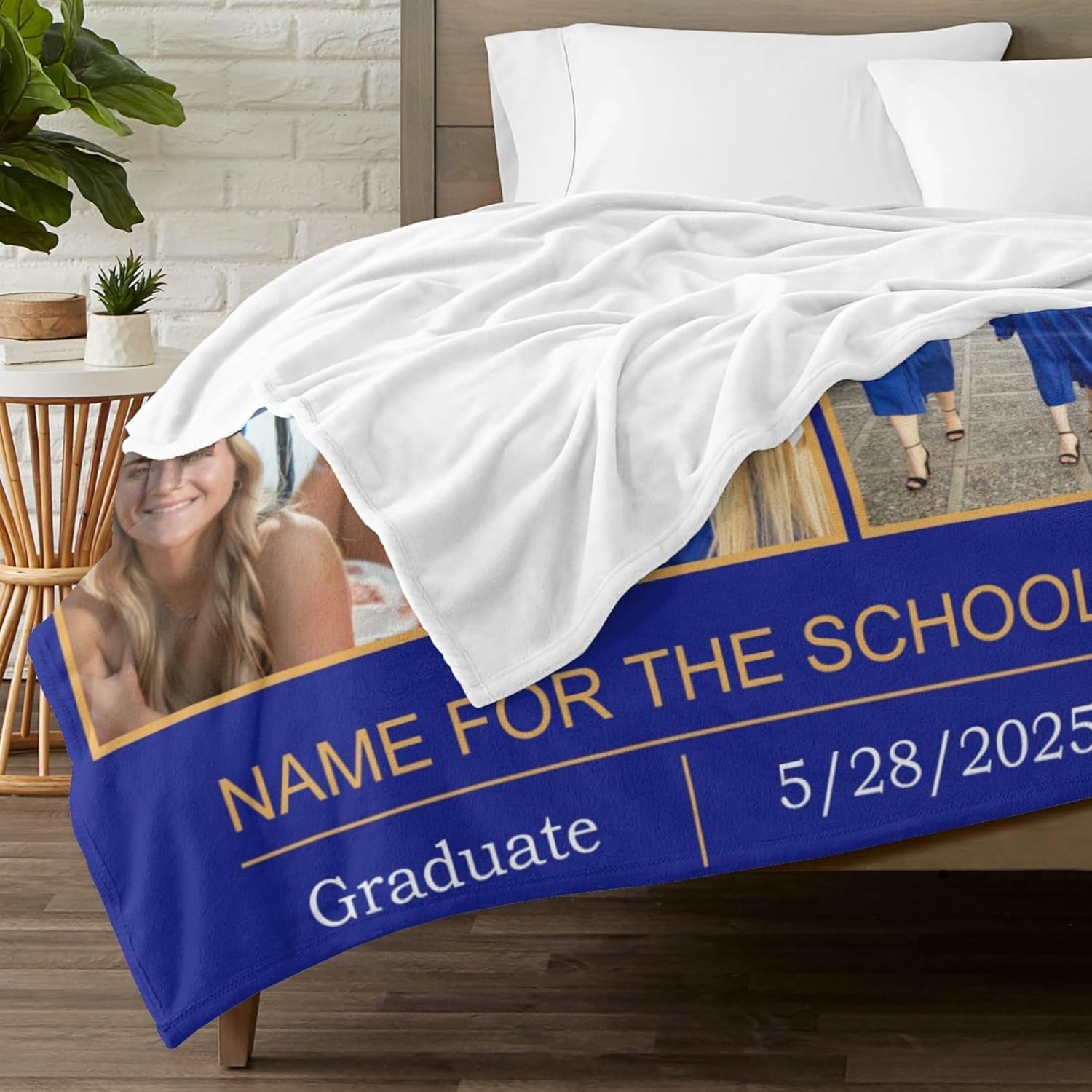 Personalized Graduation Blanket Gifts with Name, Customized Class of 2026 Photo Blanket for Graduation Day, Custom Soft Throw Blankets, Senior 2026 Graduation Decoration for Couch Sofa Bed Bedroom