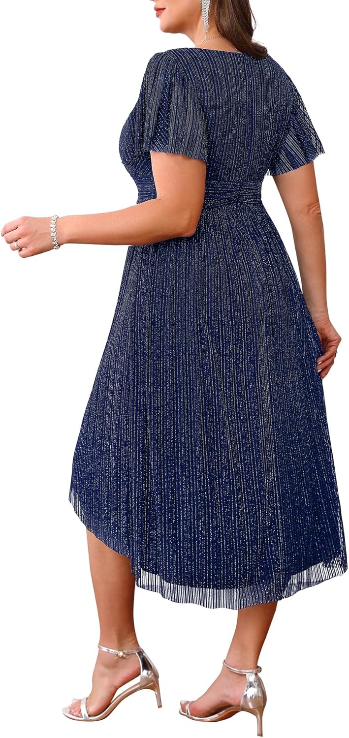 Women Plus Size Cocktail Dress - Wedding Guest Semi Formal Holiday Party Fall High Low Dresses - Image 4