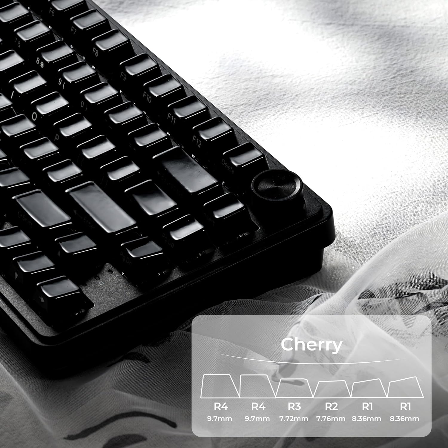 XVX Real Ceramic Keycaps Set, 120 Keys Black Side Printed Shine Through Keycaps, Cherry Profile Ceramic Key Caps for MX Switches, Full Keycap Set for 60% 65% 75% TKL Full Size Gaming Keyboards-Black