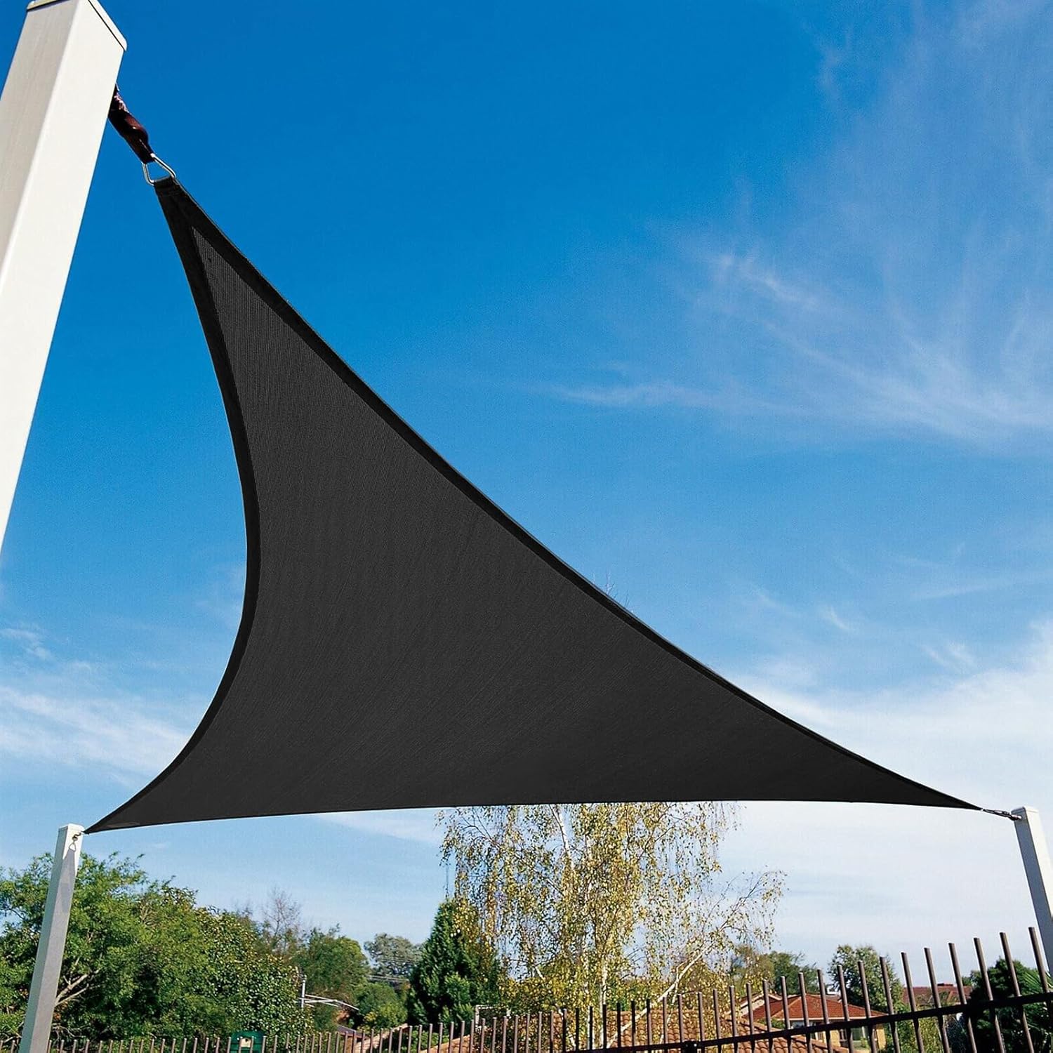 Amagenix 13' X 18' X 22.2 Black Triangle Sun Shade Sail 185G HDPE Shade Sail Canopy 95% UV Block Sun Shade for Outdoor Patio Garden Backyard (We Make Custom Size)