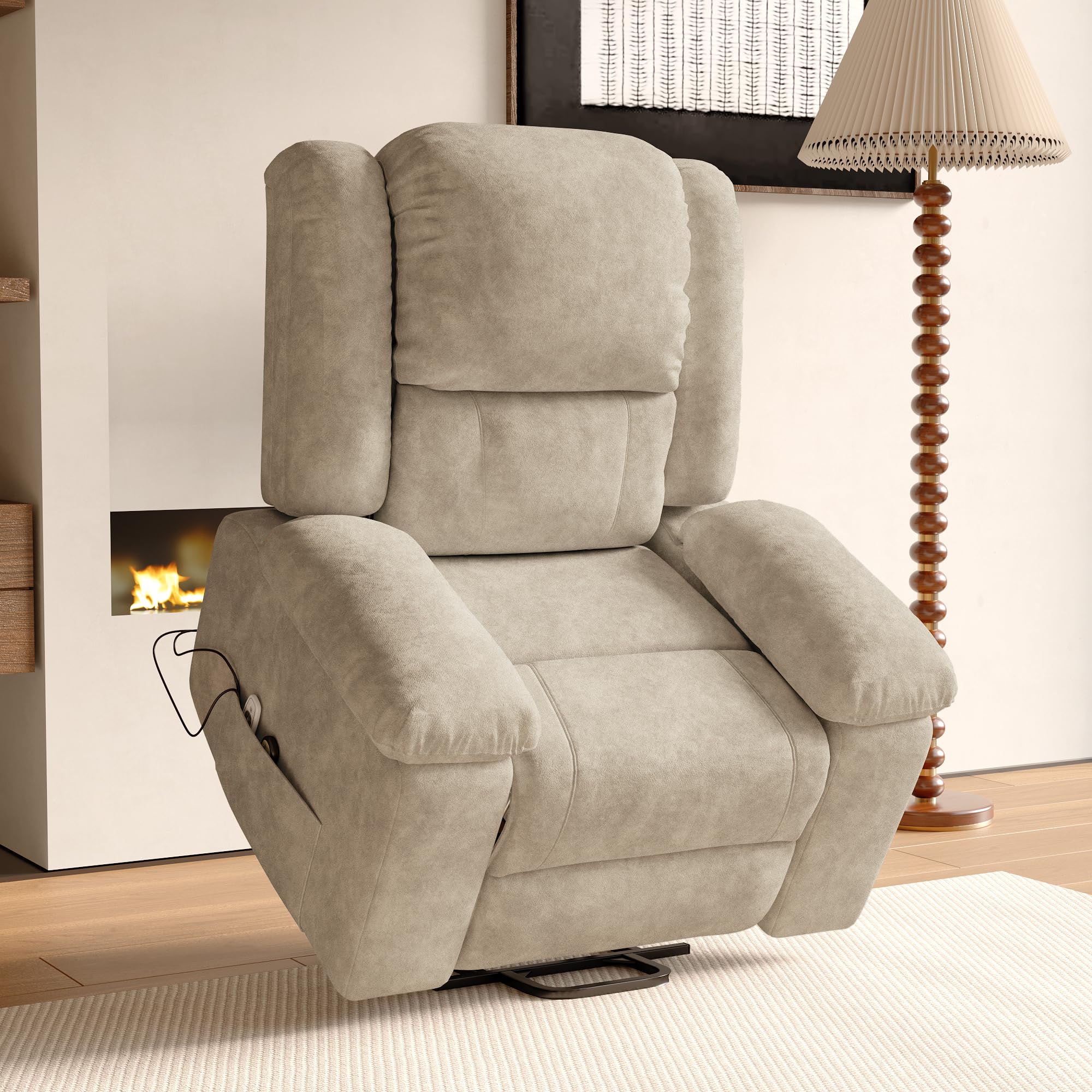 LIVLUX Fauteuil de Massage électrique, Fauteuil releveur électrique avec Fonction Massage et Chaleur, avec Poches latérales et Repose-Pieds Extensibles, canapé de Relaxation inclinable (Beige)