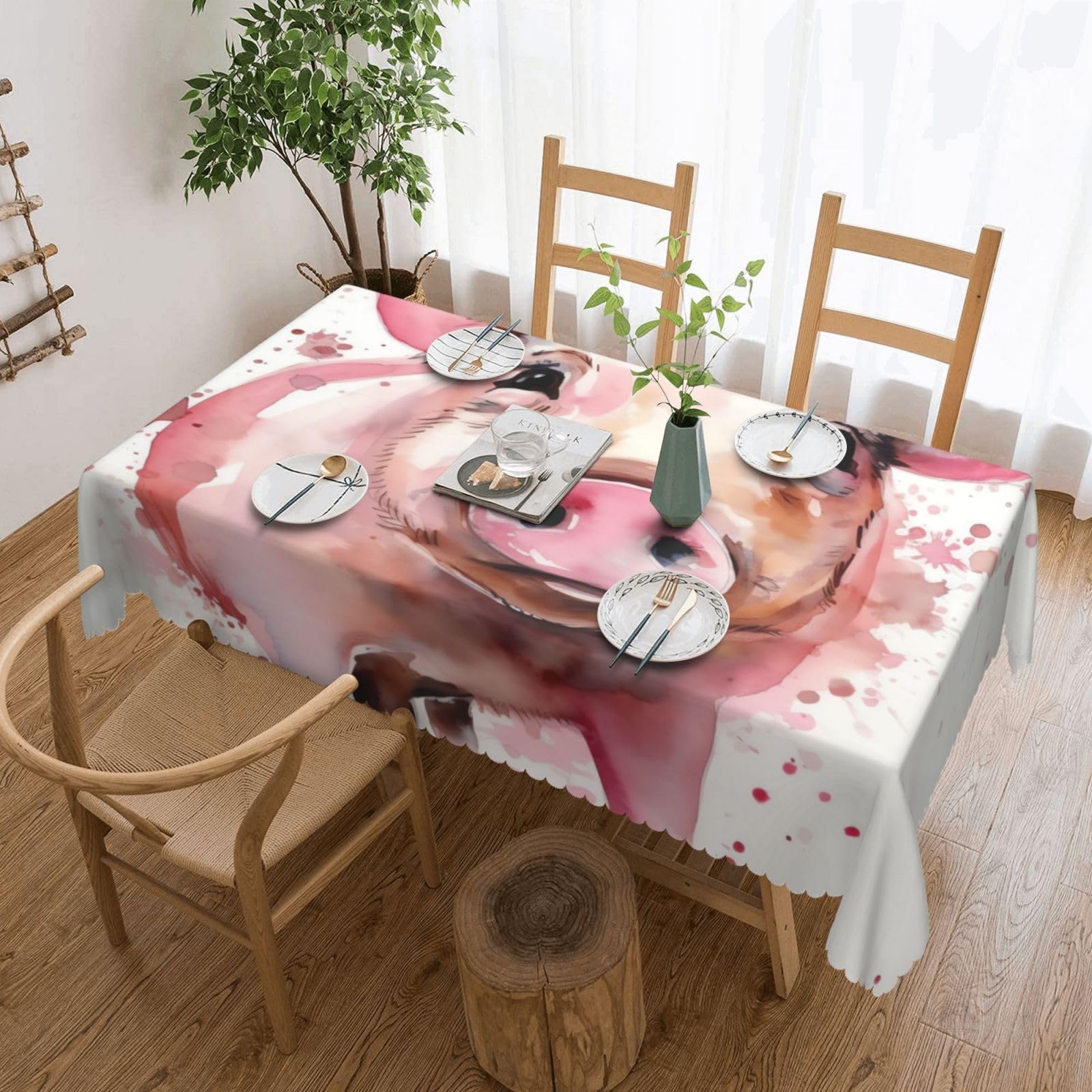 Nappe rectangulaire imperméable et lavable anti-déversement pour table intérieure et extérieure