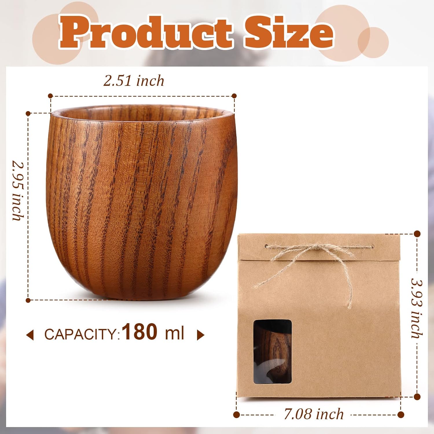 Yinder Wooden Whiskey Glasses Set of 2, Christmas Cup Gift, Bourbon Cup with Kraft Bag for Whiskey Sake Tea Home Bar, Christmas Anniversary Wedding Birthday Gifts, Oktoberfest Party Supplies - Image 2