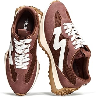 Trendy Fashion Sneakers for Women 2026 - Memory Foam and Non-Slip Comfortable Casual Ladies Shoes for Womens Fashion Sneakers - Lightweight Lace-up Shoes (Lecco)
