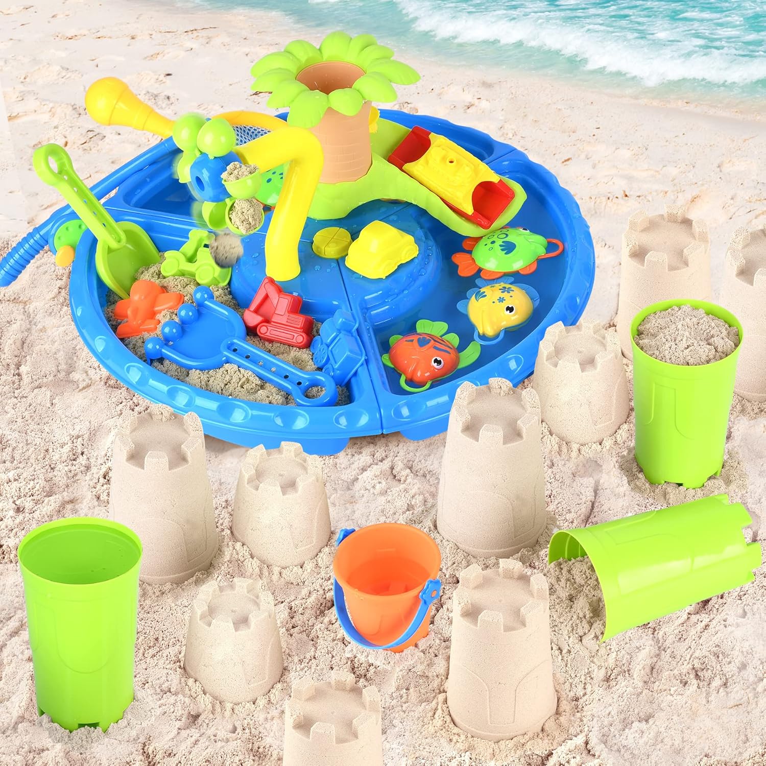 PLAY Kids Sand and Water Tables Toys for Toddlers 1-3,Rain Showers Splash Pond Water Table for Toddlers Age 3-5,Sports Outdoor Activity Sensory Table Summer Beach Toys for Boys Girls : Toys & Games