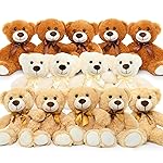 MorisMos 14 Piece Teddy Bears Bulk Baby Shower,14 Inch Cute Teddy Bear Stuffed Animals Plush,Small Stuffed Bears,Centerpiece Decoration,Brown,White,Dark Brown