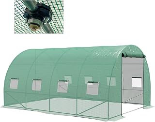 Outsunny - Invernadero de jardín (12 m², con sistema de riego integrado, 3 x 2 x 2 m, acero reforzado + PE de alta densidad, 140 g/m², 8 ventanas, puerta enrollable, color verde