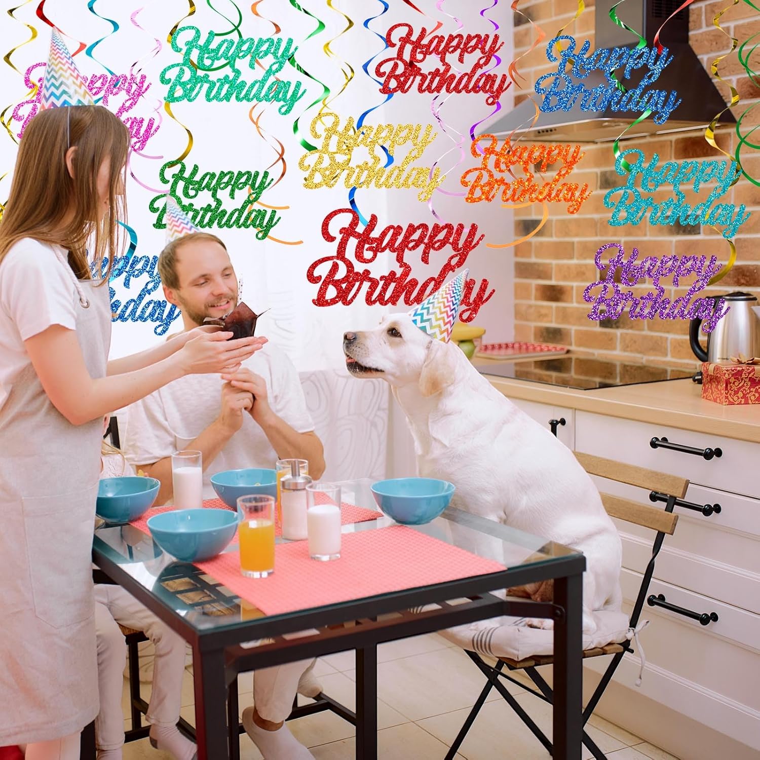 Faccito 30 Pcs Happy Birthday Hanging Swirl Decorations Happy Birthday Glitter Hanging Ornaments for Party Supplies Decor Football