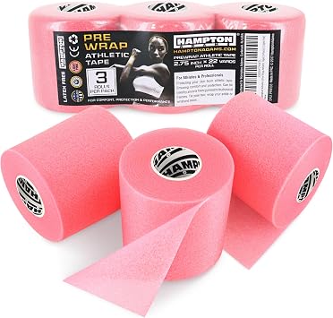 Hampton Adams | As Seen on Shark Tank | Original Pre Wrap 3-Pack | Athletic Foam Underwrap Latex Free No Glue | Sports Training Wrap for Wrist Ankle Hair Headbands Light Pink