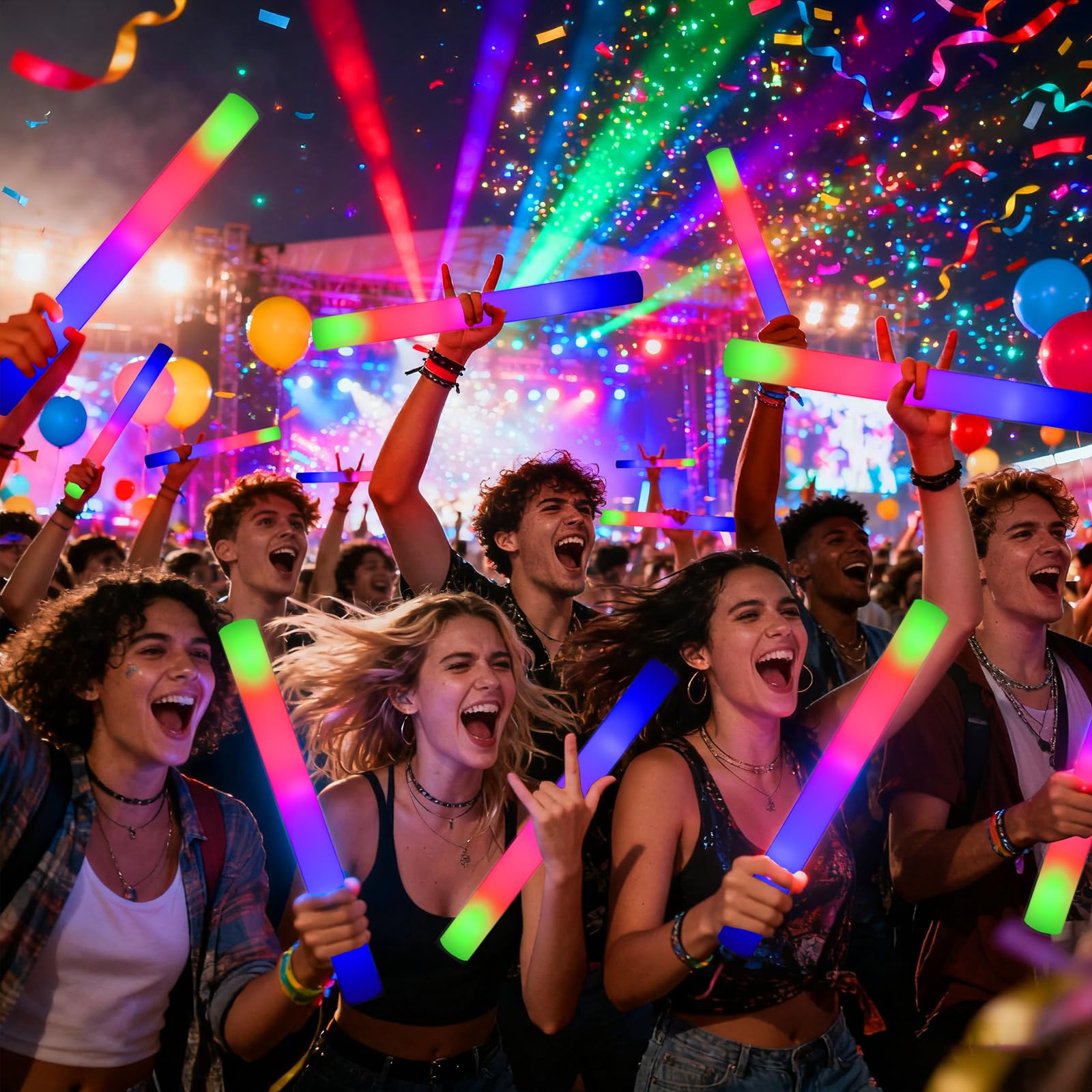 30pcs palos luminosos para fiesta, palos de luz LED, 3 modos de iluminación, varillas de espuma – barras luminosas para fiestas, conciertos y fiesta neon, hora loca boda
