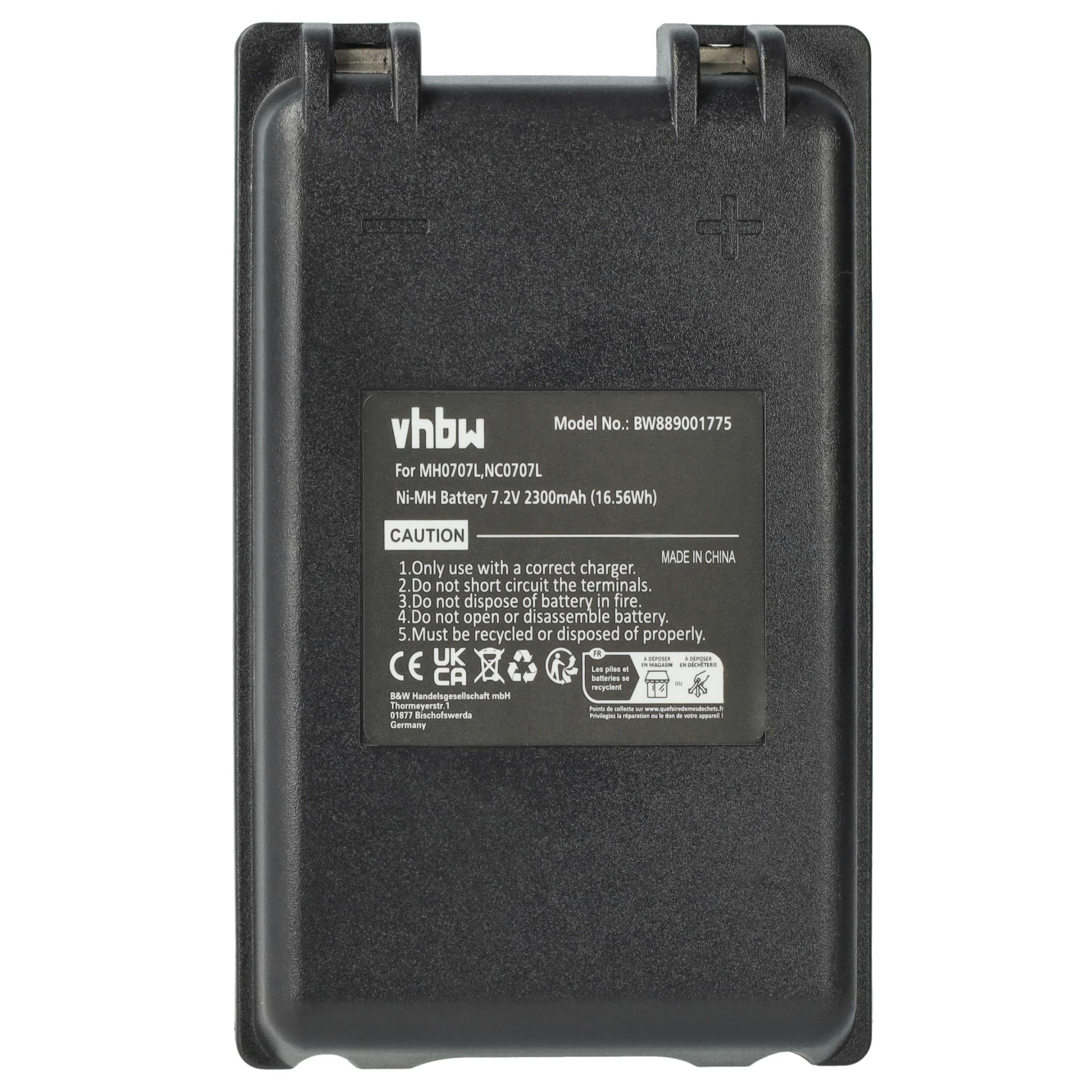 vhbw Batteria Compatibile Autec UTX97 CB71.F FUA10 Radiocomando Industriale Telecomando 2300mAh 7,2V NiMH Nero