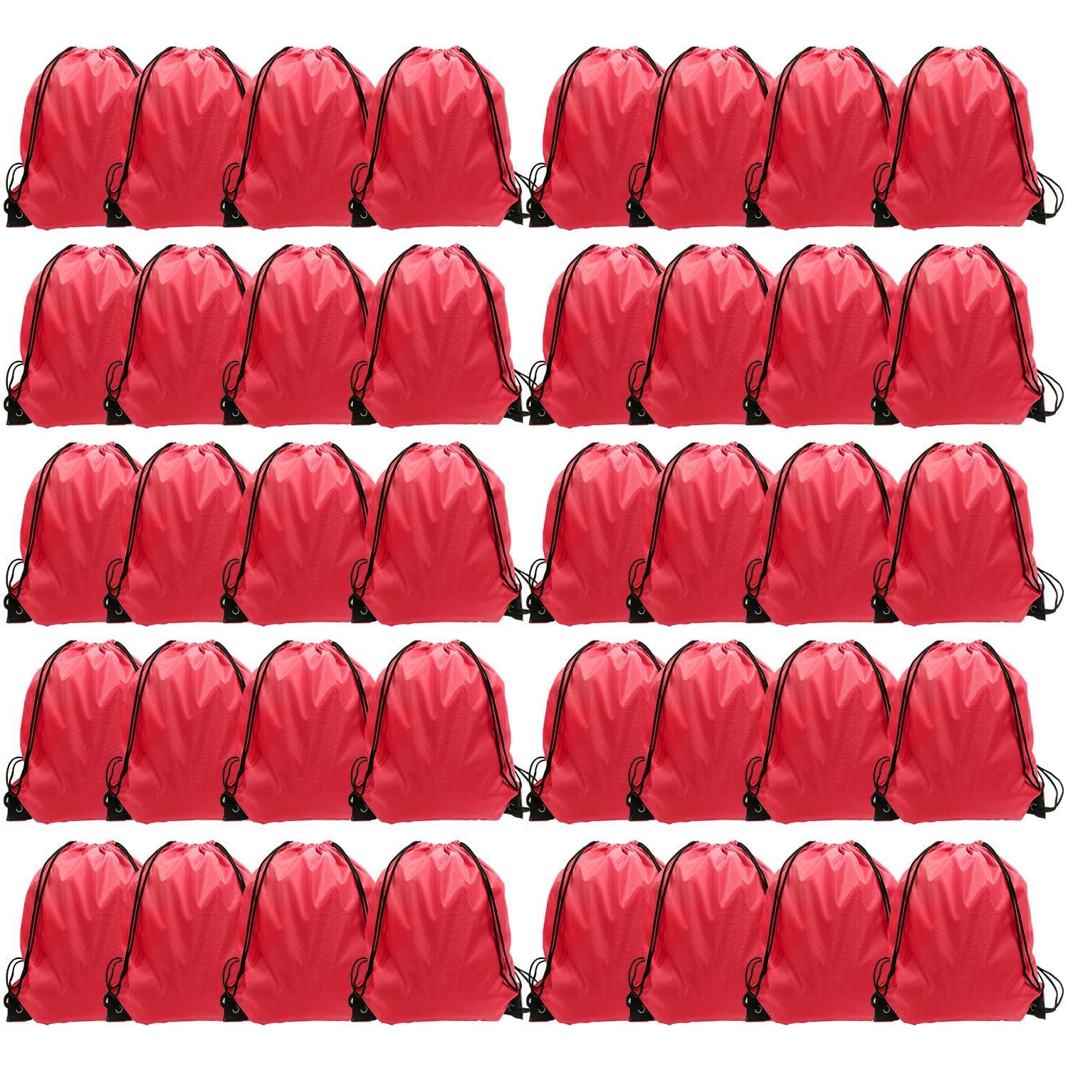 GoodtoU Drawstring Backpack, Nylon Cinch Sack Gym Bag for Sport, Traveling, Team (40Pcs, Cherry)