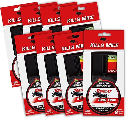 Tomcat Trampa giratoria para ratones, mata ratones rápidamente, sin ensuciar, 16 trampas