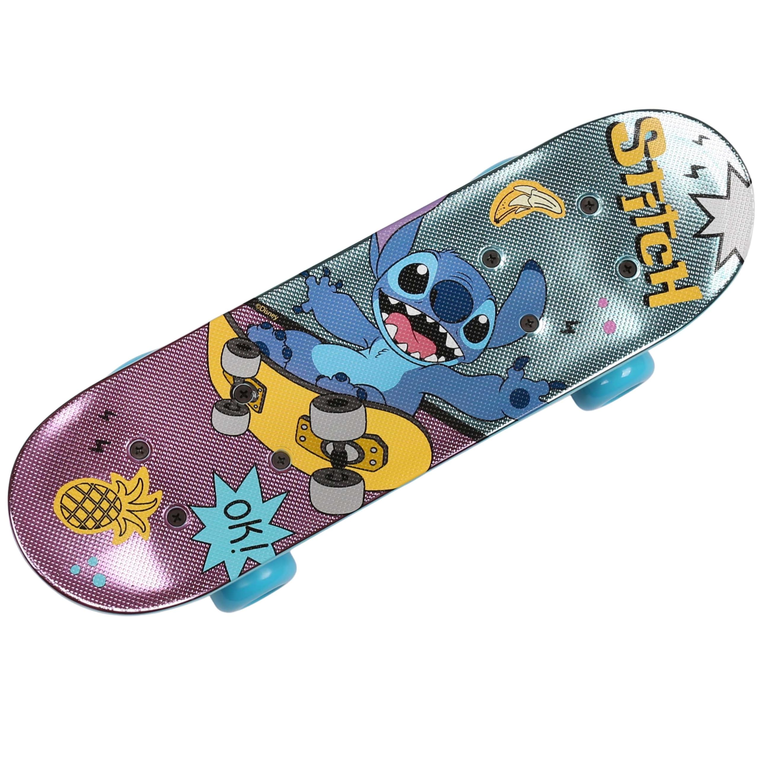 DISNEY Stitch Skateboard per bambini 42 cm, tavola antiscivolo, leggera, STABILE fino a 20 kg