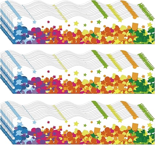 Vista 93 de Containlol Bordes de aula para tablón de anuncios, 118 pies, temática de animales de safari con ribete festoneado, tablero de anuncios colorido