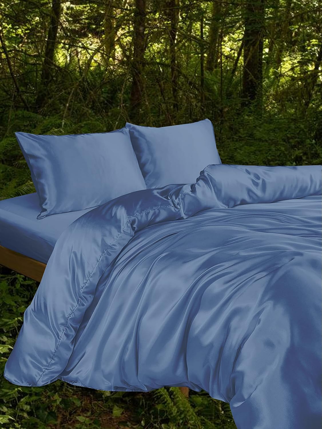 LINENWALAS 100% Organic Bamboo Silk Duvet Cover Set, Single Size Soft Cooling - Image 3