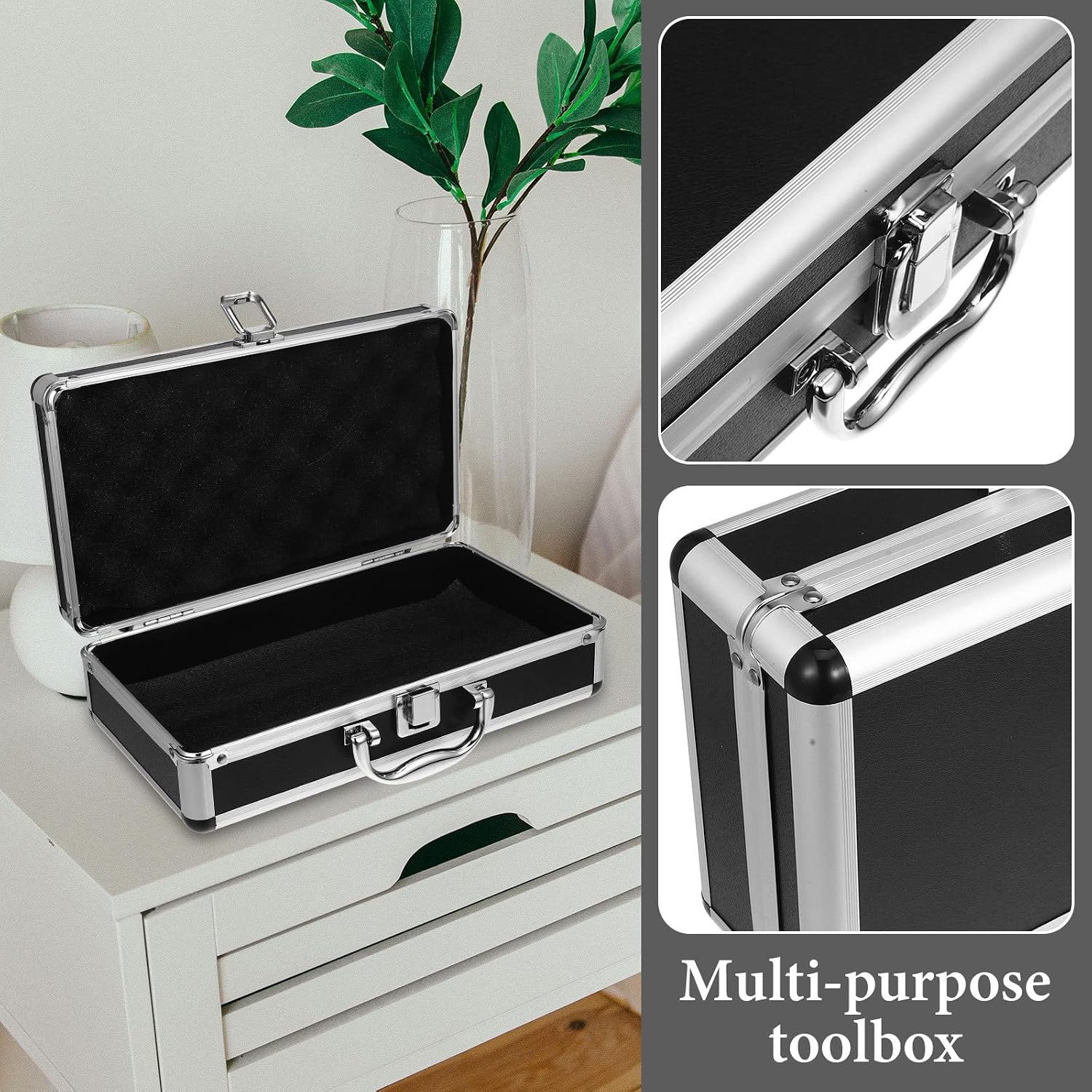 DOITOOL Aluminum Alloy Tool Box Portable Lockable Carrying Suitcase Multi-Purpose Storage Box with Handle Large Capacity Organizer for Hardware Accessories Home Office Travel Workshop