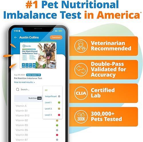 Miniatura 3 de 5Strands Prueba de desequilibrio nutricional para mascotas, 112 vitaminas y minerales probados, en casa Control de salud de perros y gatos para