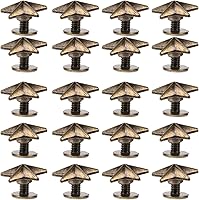 Vista 10 de EXCEART 50 piezas de clavos y tachuelas de estrella de aleación de 0.551 in con forma de estrella remache a presión botón punk con tornillos