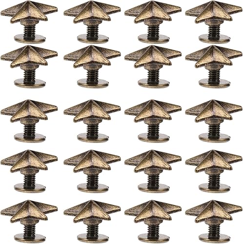 Miniatura 10 de EXCEART 50 piezas de clavos y tachuelas de estrella de aleación de 0.551 in con forma de estrella remache a presión botón punk con tornillos