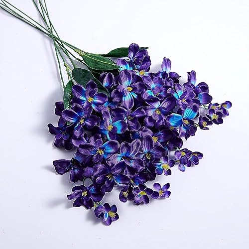 Miniatura 2 de Carlita's Blooms Orquídeas artificiales de 27 pulgadas, 12 piezas de orquídeas falsas de llama morada, tallos largos a granel para centros de mesa