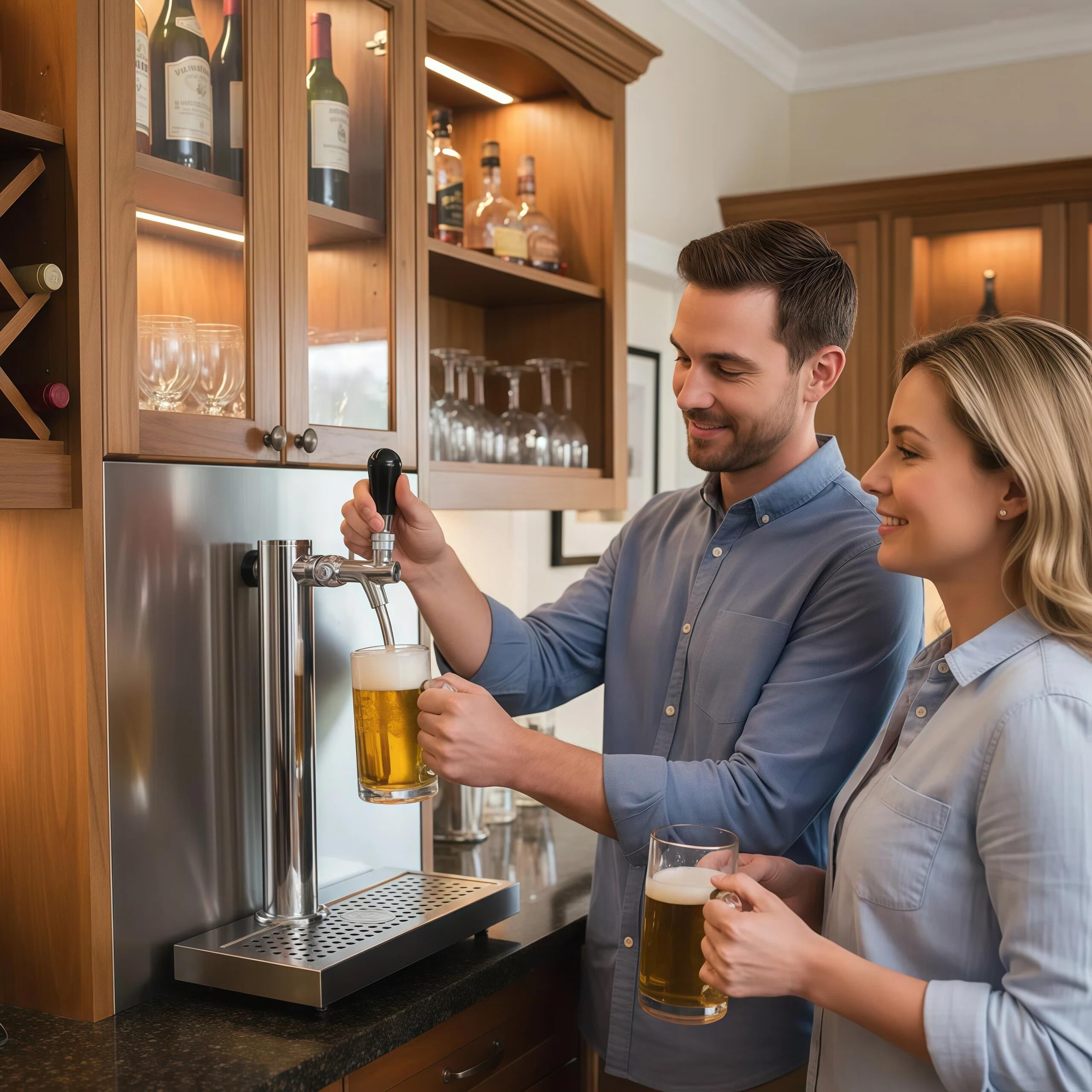 G5/8 Einstellbare Bierzapfhahn Einstellbare Bierhahn Edelstahl Fassbier Durchflussregler Verchromung Schaft, Bier Zapfhahn für Hause Bier Bar Restaurants