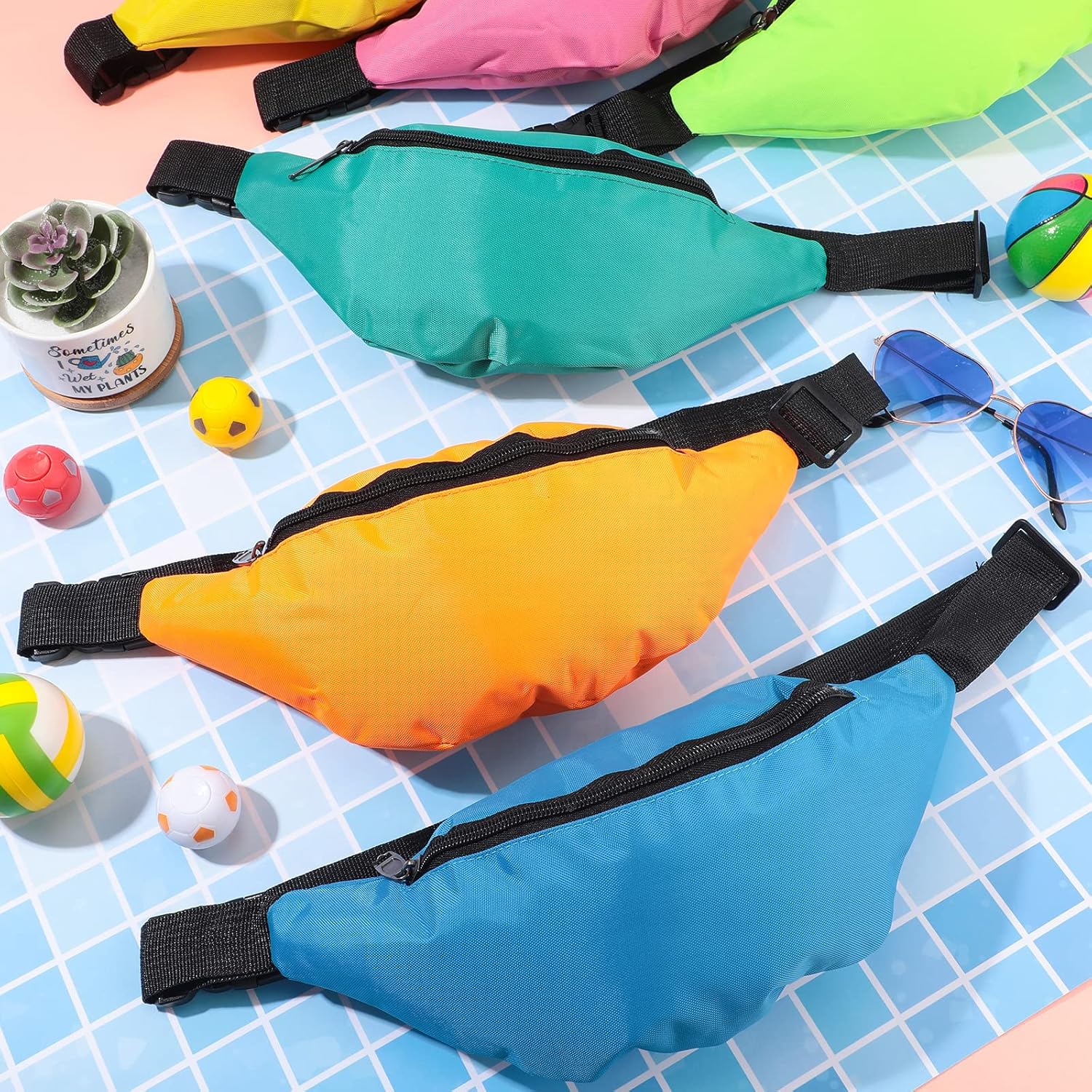 Mixweer 24 Pcs Neon Fanny Pack Bulk 80s Party Christmas Festival Waist Bag Colorful Oxford Cloth Fanny Pack with Adjustable Belt for Women Men Rave Party Exercising Running Hiking Travel, 8 Colors - Image 7