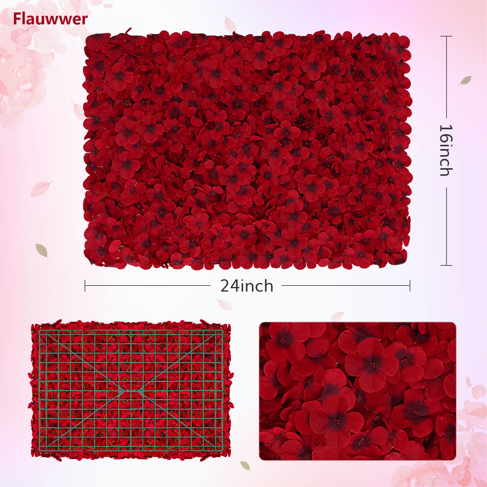 Flauwwer 12Pcs Flower Wall Panel Backdrop Decor 24