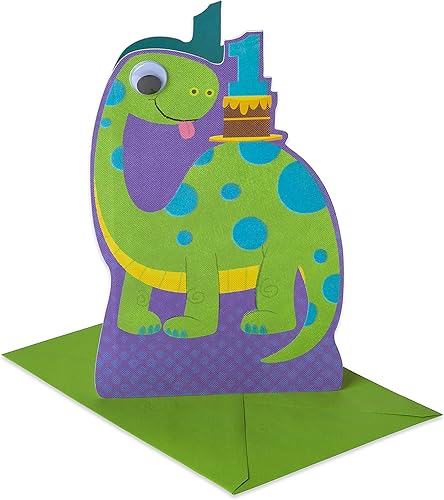 American Greetings Tarjeta de primer cumpleaños para niño (dinosaurio)