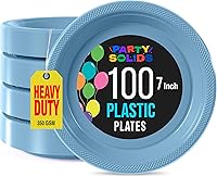 Vista 52 de Exquisitos platos de plástico morado Party Solids para fiesta, platos desechables morados de 7 pulgadas, suministros resistentes, 100 piezas