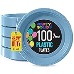Exquisite Party Solids Light Blue Plastic Plates For Party 7 Light Blue Disposable Plates Heavy Duty 100 Pcs Plastic Dinnerware Sets Heavy Duty 350 GSM Disposable Dinnerware Set