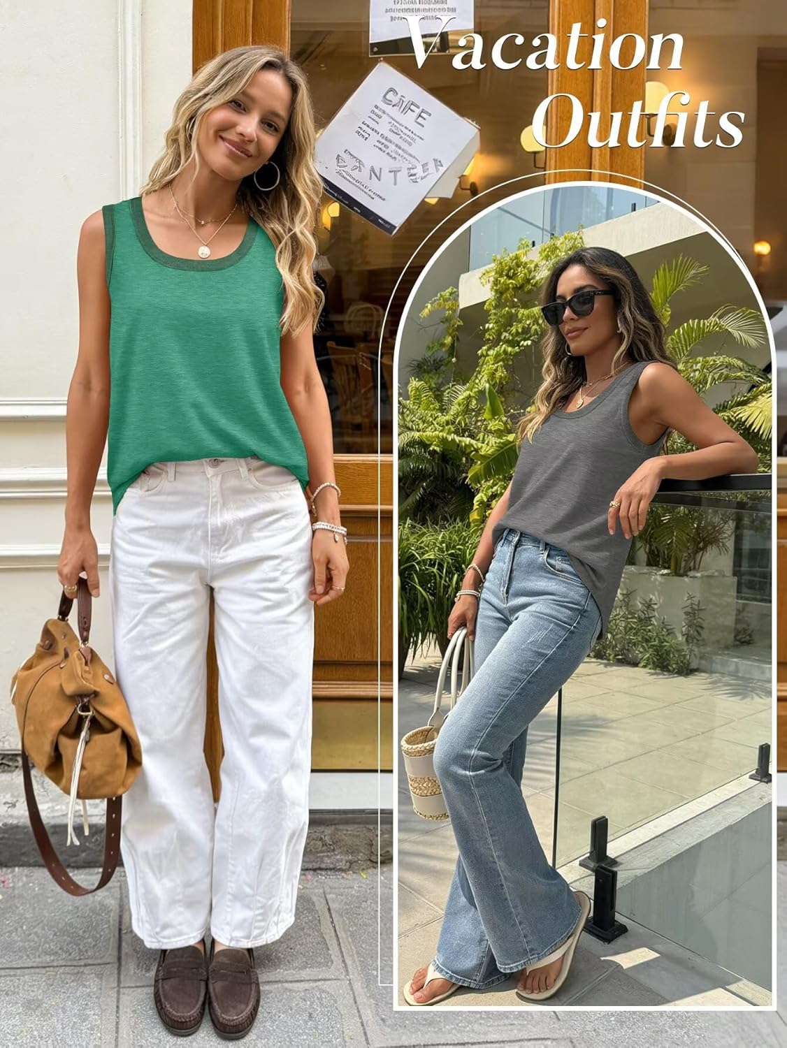 Bliwov 2 Pack Womens Tank Tops Scoop Neck Summer Sleeveless Shirts 2026 Spring Fashion Beach Vacation Loose Workout Clothes - Image 2