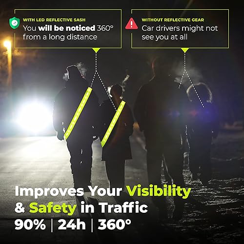 Miniatura 4 de Chaleco de seguridad recargable con luces LED, banda reflectante e iluminada para paseos nocturnos, correr y pasear al perro en la oscuridad