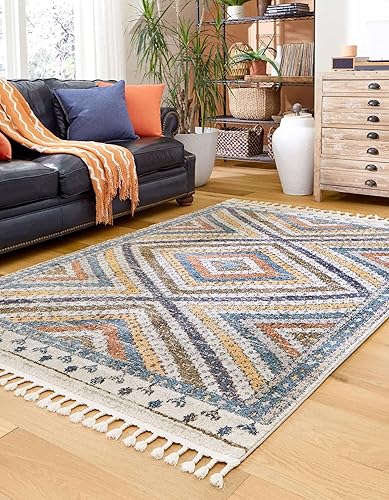 Miniatura 4 de Unique Loom Aramis Collection - Alfombra rectangular de 4 pies 1 pulgada x 6 pies 1 pulgada, color azul y azul claro