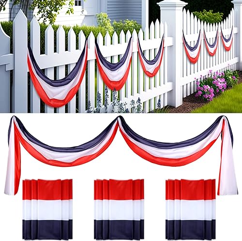 Oudain Pancarta patriótica grande de 65.6 pies para patio del 4 de julio, decoración de banderines para colgar el Día de la Independencia al aire